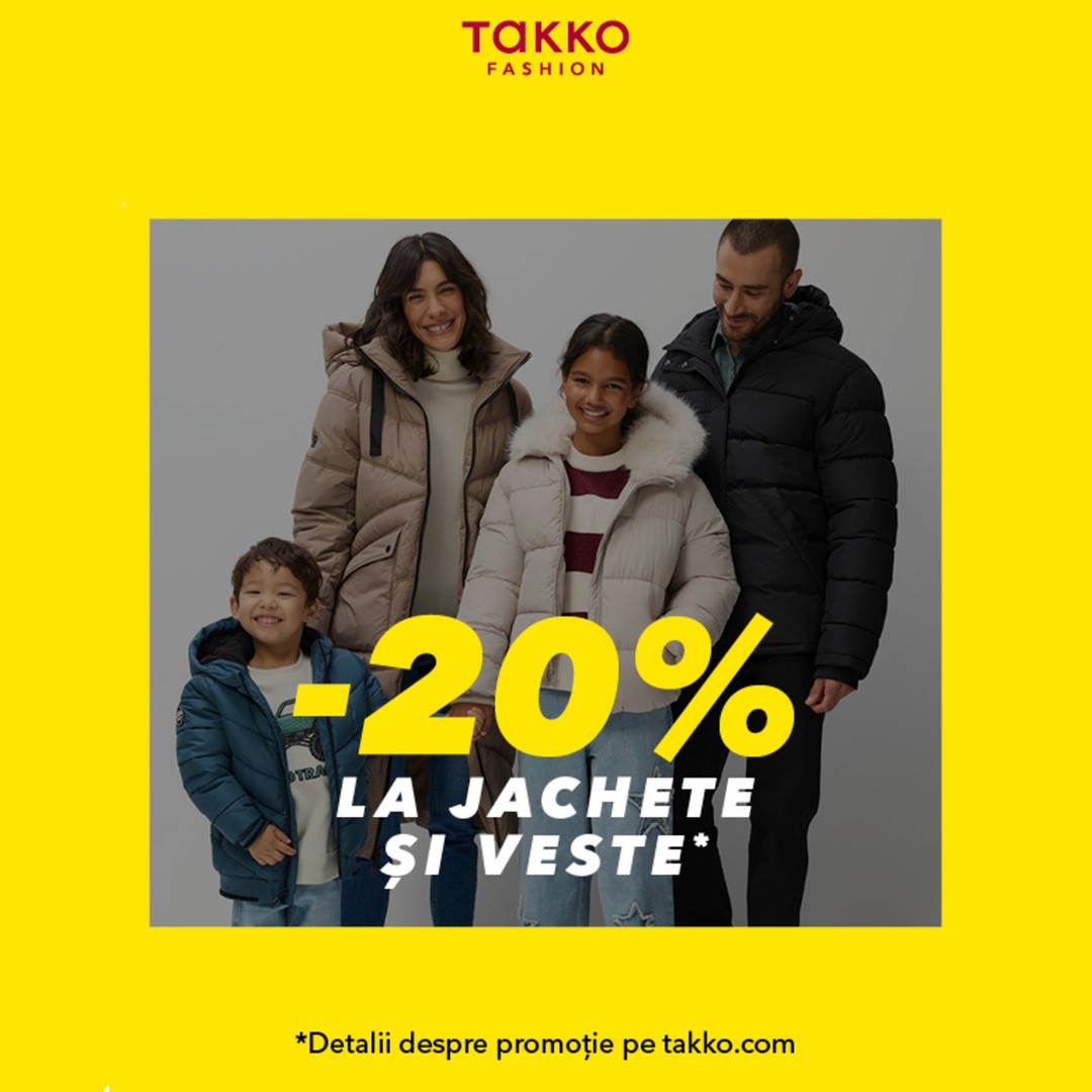 -20% la jachete și veste, la Takko Fashion! -20% la jachete și veste, la Takko Fashion!